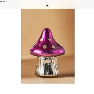 NWT Anthropologie Mushroom 🍄 Fungi Whimsical Toadstool Glass Candle hot Pink
